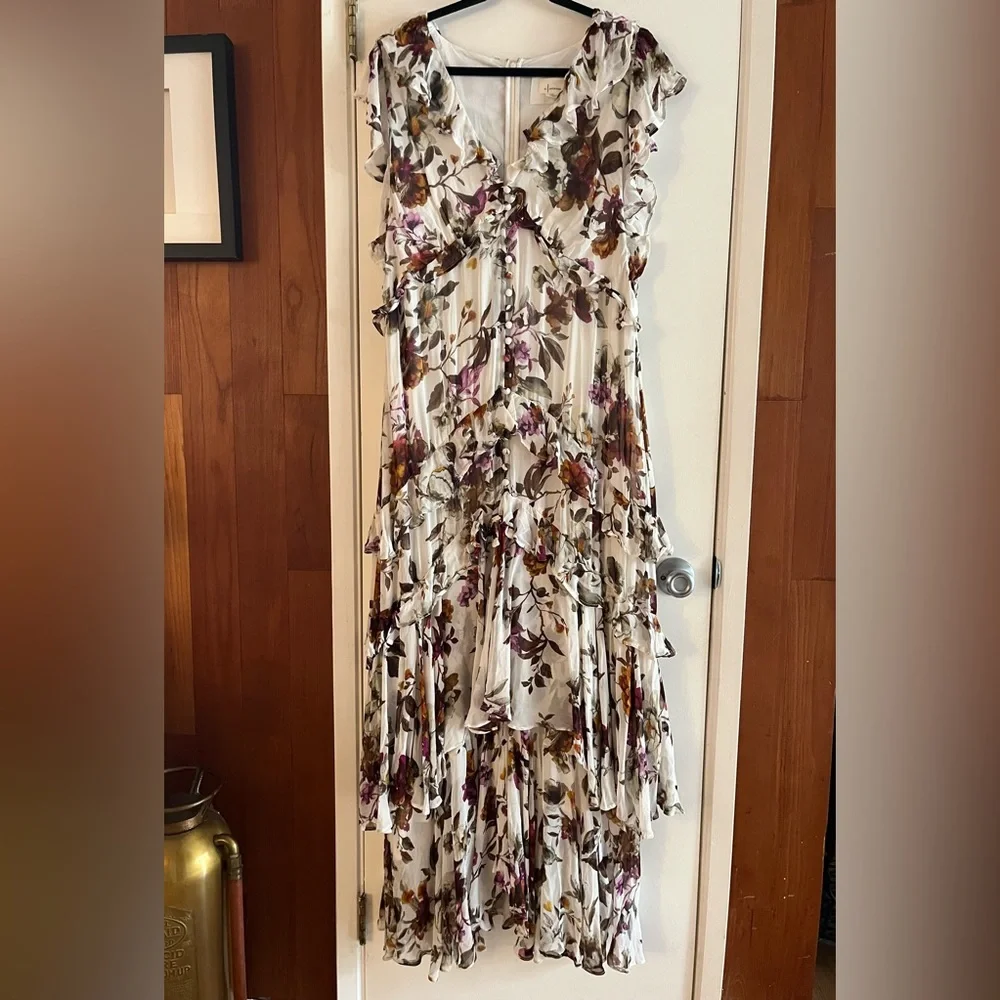 Anthropologie V-Neck Tiered Ruffle Dress - Picture 4 of 8